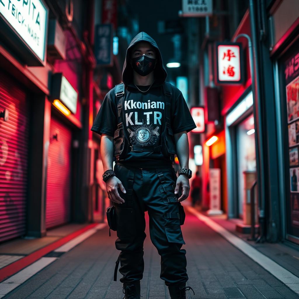 Kronian techwear with tactical straps and tabi boots.
