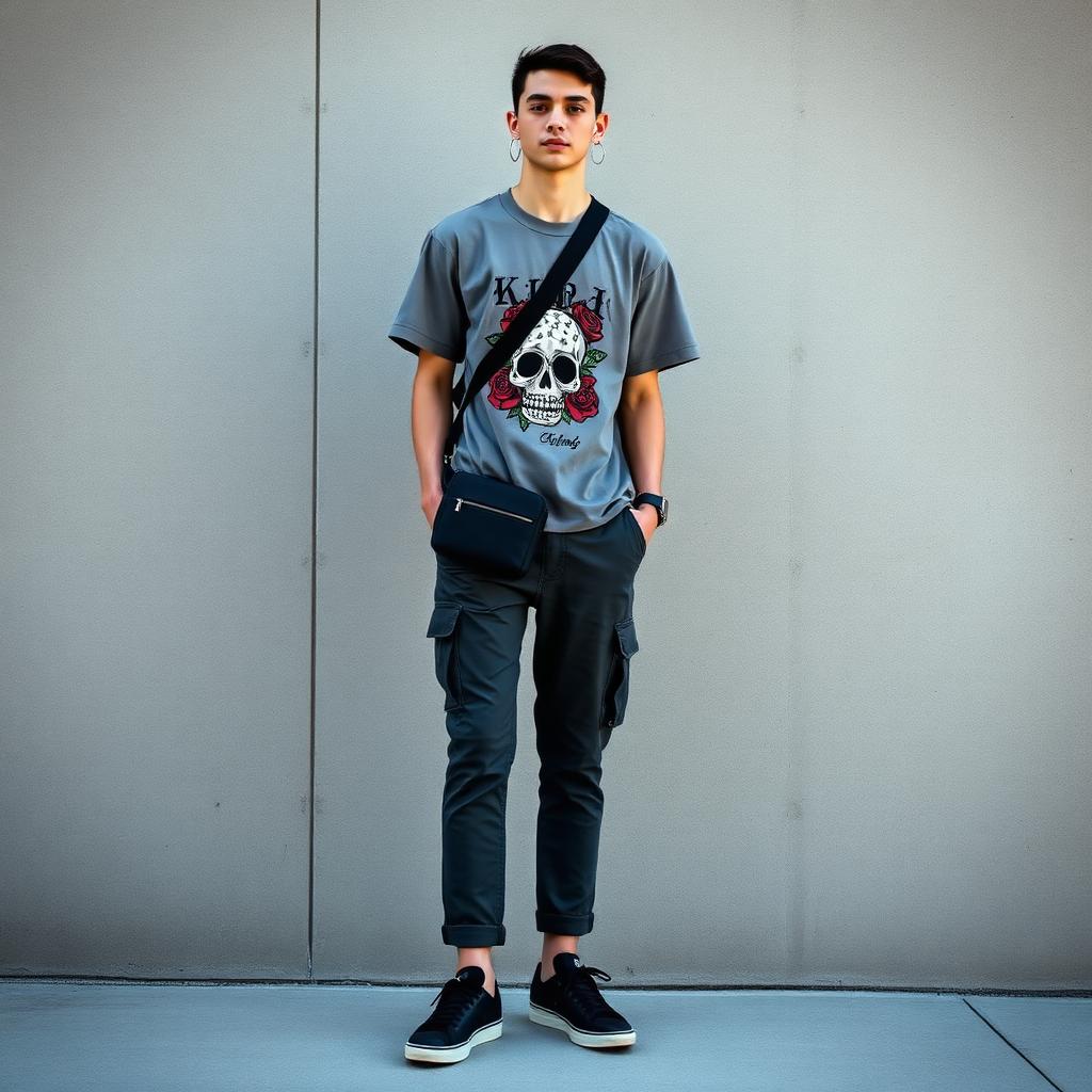 Minimal KLTR tattoo-style tee against concrete.
